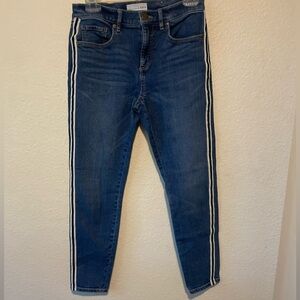 Loft Women's Blue Jeans with White Stripes. SZ 2